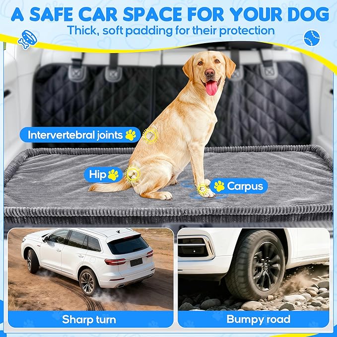 Dog Car Bed, Non-Slip Backseat Extender Pet Mat, Removable Washable Dog Bed for SUVs, Sedans & Trucks, Anti-Slip Travel Bed for Dogs, Easy Clean & Scratch-Proof & Comfort (50"x24.6")