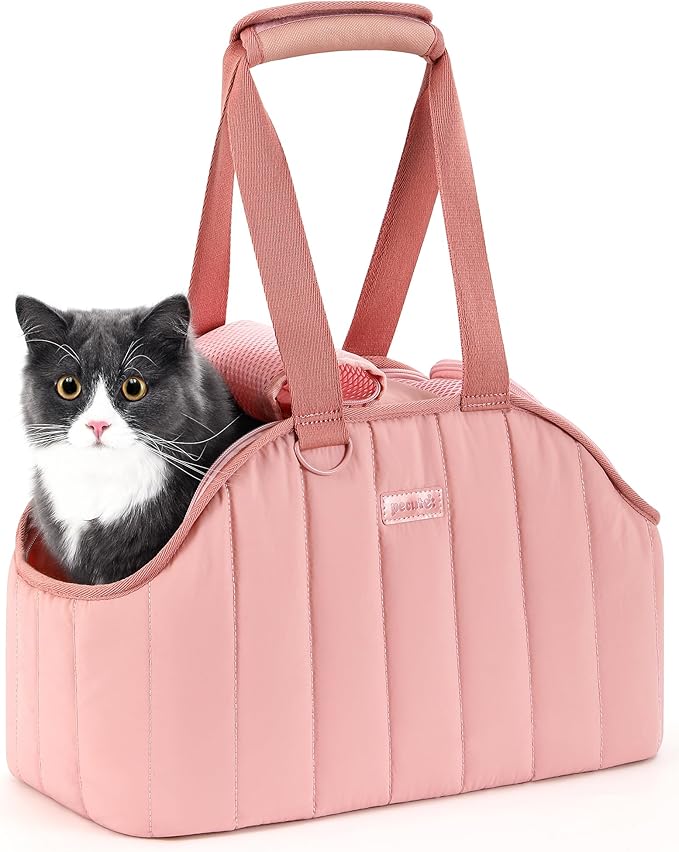 Pecute Dog Purse Carrier, Dog Carriers for Small Dogs with Cotton Soft Sided, Cat Carrier with Large Pockets, Comfortable Pet Carrier for Rabbit, Suitable for Travel, Subway, Veterinary, Pink