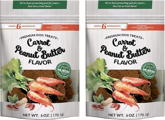 Dig Defence Premium Dog Treats - Carrot and Peanut Butter, Natural Ingredients, Baked Gourmet Snacks for Small & Big Dogs, Healthy Training Treat, 2 Pack