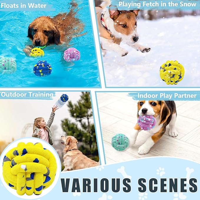 Magicorange Dog Balls Tennis Ball Toys Dog Toy for Aggressive Chewers Indestructible Teething Chew Toys Water Toy Fetch Ball for Dogs (2 Pack)