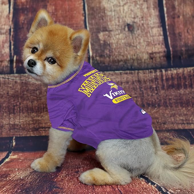 NFL Minnesota Vikings Dog T-shirt Large. - Licensed Shirt for Pets Team Colored with Team Logos- Premium Stretchable Materials for the comfort of your Dog & Cat