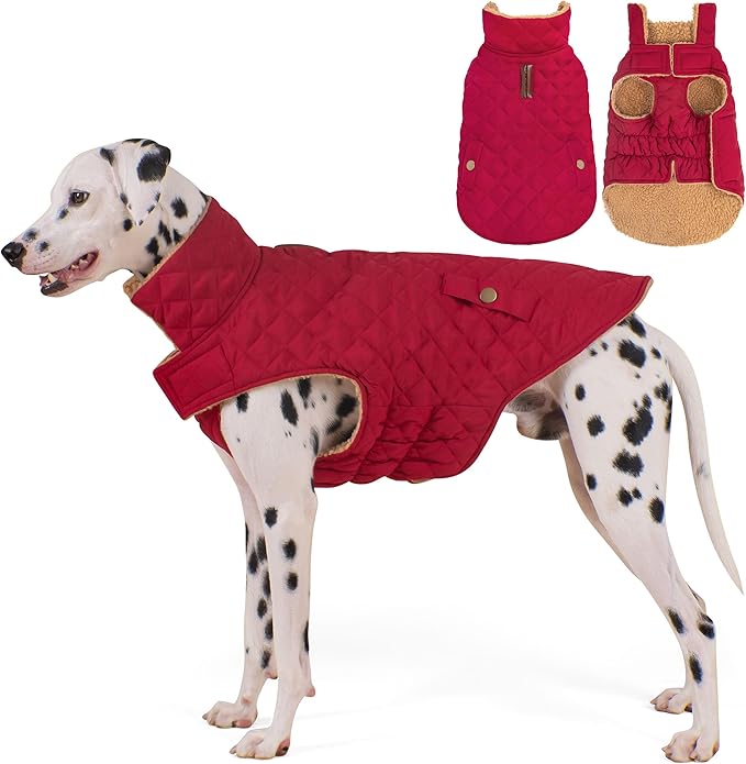 Dog Coat, Warm Windproof Dog Coats for Large Dogs Boy, Waterproof Pet Winter Jacket, Cold Weather Clothes Dogs Snowsuit with Leash Hole, Red XXX-Large