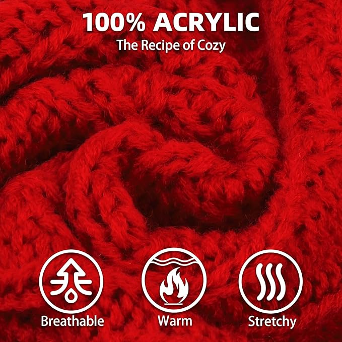 PUPTECK Dog Sweater, Turtleneck Warm Knitted Pullover Coat, Thick Cable Knitwear Clothes in Winter, Pet Apparel Outfits for Large Dogs, for Cold Weather Indoor & Outdoor, Red ML