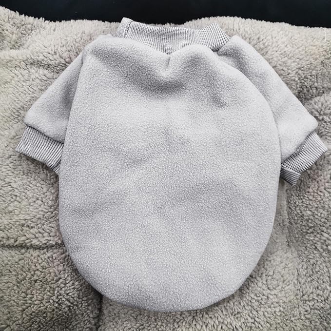 Idepet Dog Fleece Sweater - Soft Puppy Sweater & Cat Apparel - Warm Winter Shirt (Grey, Small)