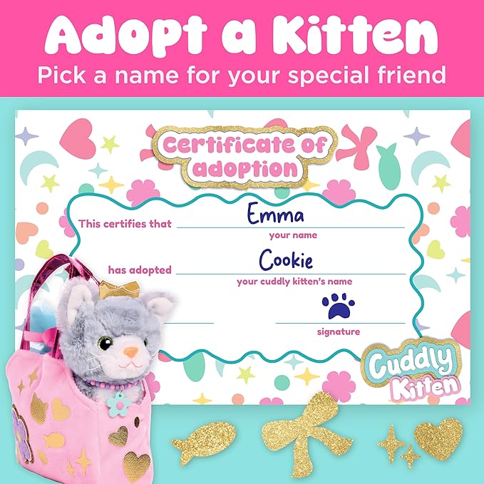 Creativity for Kids Cuddly Kitten Kit | Adopt, Accessorize & Decorate a Plush Pet | Toddler Purse & BFF Jewelry Gift for Girls | Encourages Imaginative Play & Fine Motor Skills (Ages 4+)