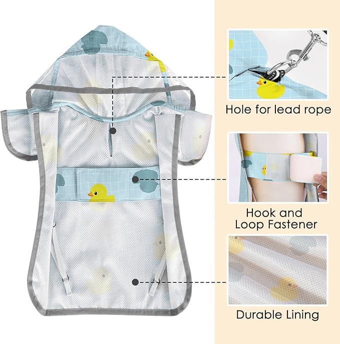 SlowTon Dog Raincoat, Adjustable Dog Rain Jacket Clear Hooded Double Layer, Waterproof Poncho with Reflective Strip Straps and Storage Pocket for Small Medium Large Dogs Puppies(DK XXXL)