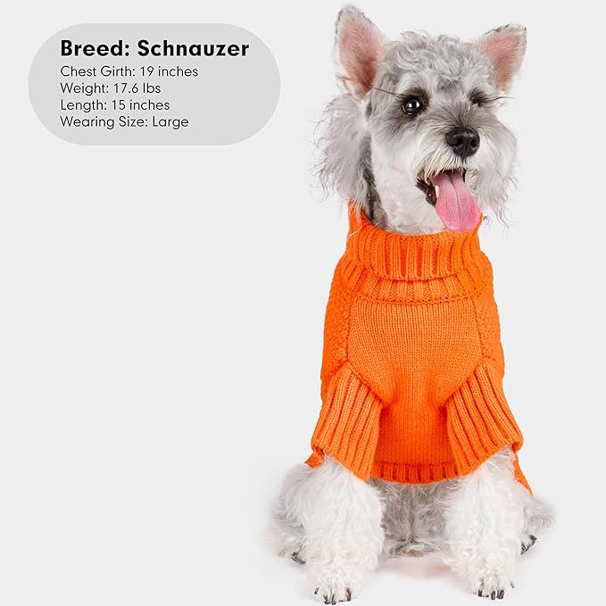 cyeollo Dog Sweater Pullover Turtleneck for Dogs, Classic Knitwear Fall Winter Cold Weather Dog Clothes Warm Pet Apparel Small Medium Large Pet Sweaters, Orange XL