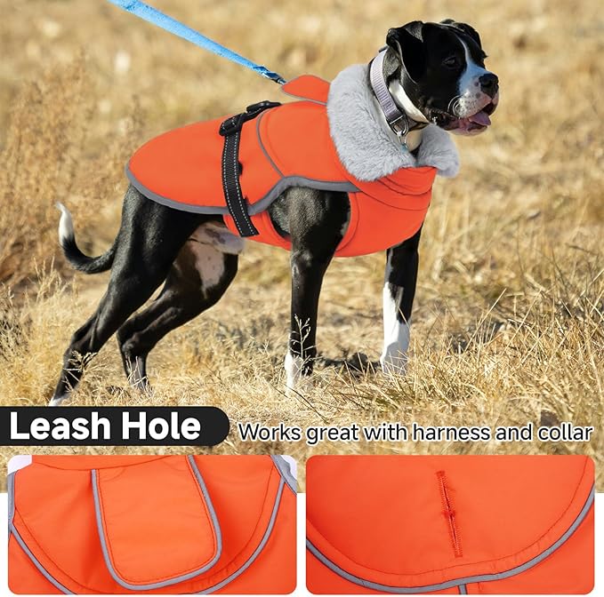 Lelepet Warm Dog Winter Coat Reflective Dog Jacket Fleece Vest Waterproof Windproof Cold Weather Coats with Adjustable Buckle Turtleneck Snowsuit for Small Medium Large Dogs,Rottweiler,Great Dane,XXXL