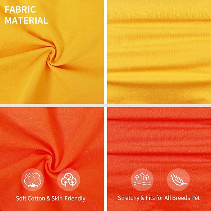 Koneseve Dog Shirts Breathable Cotton Dog Clothes Stretchy T-Shirt for Small Medium Large Dogs Cat Shirt Soft Puppy Outfit Kitten Apparel Pet Pullover Tee Blank Sweatshirt 2-Pack Yellow & Orange S