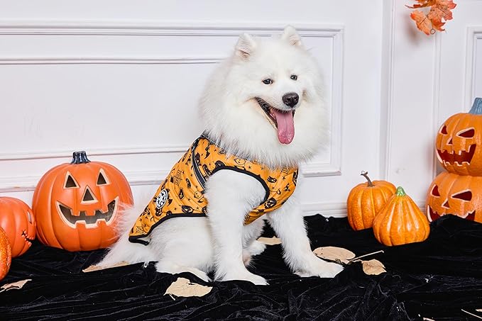 Aiboria Dog Jackets Windproof Outfit Coat Dog Vest Harness Puppy Warm Jacket Halloween Orange 3XL