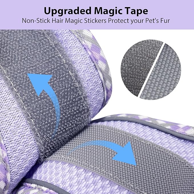 AIITLE Teacup Puppy Harness with Leash - Adjustable Soft Vest with Magic Tape & Reflective Safety Strips, Easy-Put-On for Poodles, Pomeranians - Gym, Hiking, Travel (Purple, S)