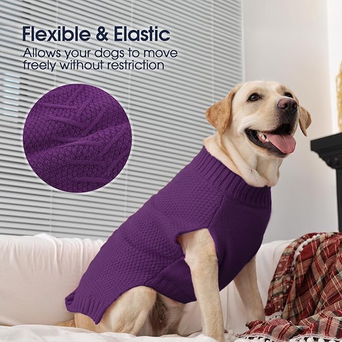 IECOii Extra Large Dog Sweater,XXXL Dog Sweater for Large Dogs Girl Boy,Xmas Dog Apparels Holiday Dog Sweater Large,Warm Dog Christmas Clothing Big Dog Sweaters for Labrador,Husky,Purple-3XL