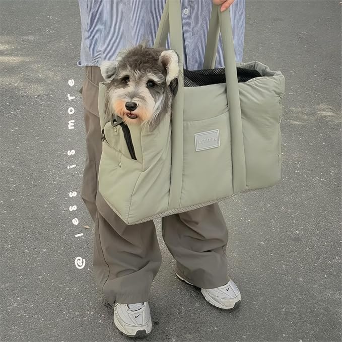 Dog Walking Bag Sling, Dog Carrier Purse with Safety Leash Clip,Warm Soft Sided Pet Carrier Purse for Small Medium Dogs Cats Portable Hands-Free Shoulder Tote for Outdoor Travel (Dark Brown)