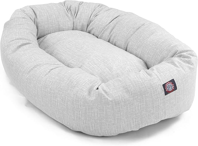 Majestic Pet 24 Inch Bagel Calming Dog Bed Washable – Cozy Soft Round Dog Bed with Spine Support for Dogs to Rest Their Head - Fluffy Donut Dog Bed 24x19x7 (Inch) - Round Pet Bed Small – Gray