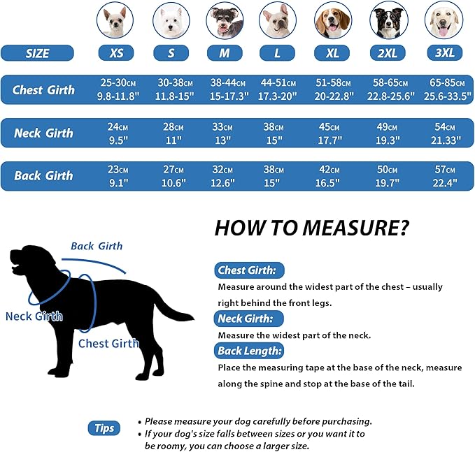 Fleece Hoodie, Windproof Waterproof Coat, Winter Warm Jacket, Cold Weather Pet Apparel Clothes Vest for Small Medium Large Dogs (3XL, Blue)