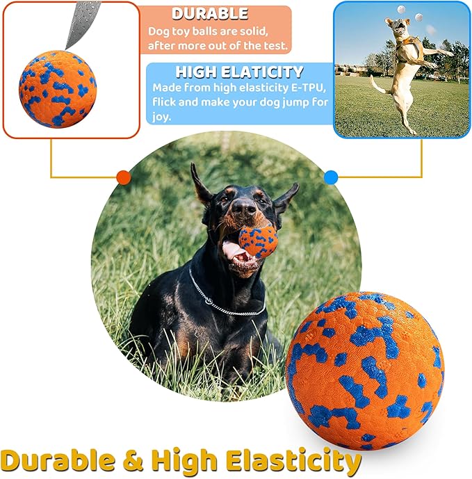 Dog Balls, Indestructible Dog Toy Ball for Aggressive Chewers, Durable High Elasticity Interactive Ball for Training Dog Catch and Fetch, Large Medium Small Dog and Puppies(Orange, 2.5in, 1pcs)