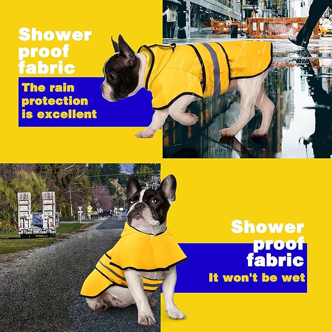Paiaite Dog Raincoat: Hooded Slicker Poncho, Durable Waterproof Jacket with Reflective Stripes, Convenient Leash Hole, and Adjustable Fit, Perfect for Small, Medium, and Large Dogs Yellow XXL