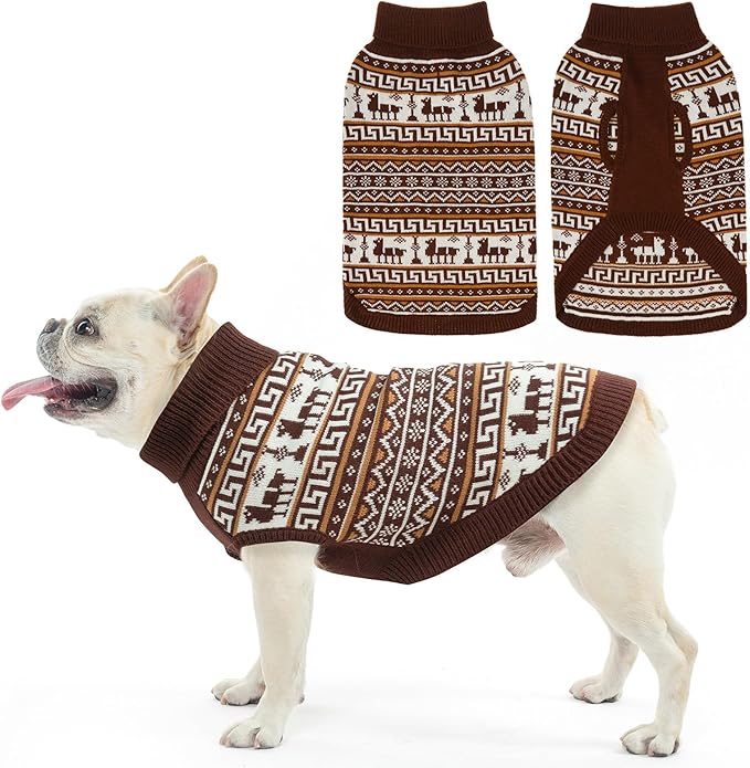 SCENEREAL Turtleneck Dog Sweater for Small Medium Large Dogs Girls Boys, Knit Pet Pullover Puppy Clothes Cold Weather Coats, Holiday Outfits Sweatshirt for Christmas, Khaki M
