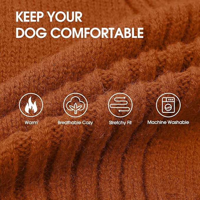 IECOii Great Dane Sweater,5XL Extra Large Sweater for Giant Breed Dogs in Winter,Turtleneck Cold Weather Knit Clothes,Machine Washable,Elastic Pullover for Saint Bernard,Mastiff (Caramel,XXXXXL)