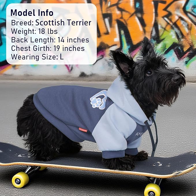 KYEESE Dog Hoodie Stretchy Pet Clothes Cat Coat with Leash Hole Warm Pet Sweatshirt with Drawstring Comfort Cat Sweater Dogs Winter Coat for Cold Weather Soft Dog Clothes for Small Dogs