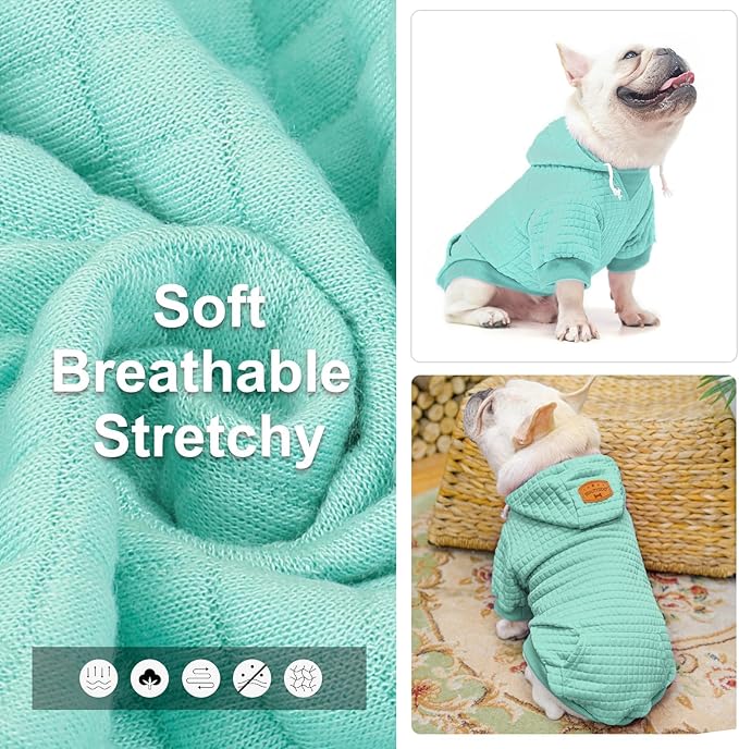 BEAUTYZOO Dog Sweaters for Large Dogs Girls Boys, Warm Winter Dog Hoodie Sweatshirt with Pocket & Leash Hole,Soft Waffle-Like Laminated Cotton Pet Clothes for Big Breeds Indoor Outdoor Cold Weather