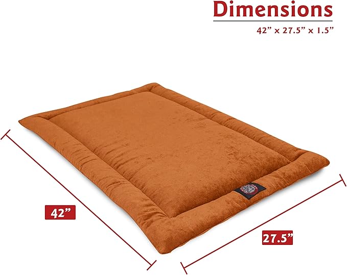 Majestic Pet Orthopedic Memory Foam Dog Crate Mat - Plush Pet Bed Pad for Crates & Kennels | USA Crafted | 42"x26" Villa Orange