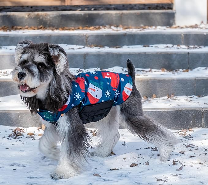 CuteBone Winter Dog Jacket Reversible Vest with Leash Hole - Windproof & Waterproof Small to Large Sizes Soft Winter Coat