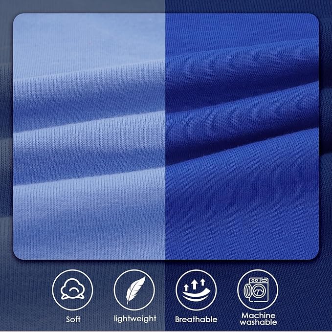 2 Pack Large Dog Shirts for Summer - Stretchy Breathable Cotton Dogs T-Shirt, Protect Skin Easy On and Off Dogs Clothes for French Bulldog, Pug, Daily Wear, Park, Travel, Beach Trips, Blue