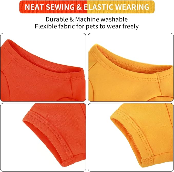 Koneseve Dog Shirts Breathable Cotton Dog Clothes Stretchy T-Shirt for Small Medium Large Dogs Cat Shirt Soft Puppy Outfit Kitten Apparel Pet Pullover Tee Blank Sweatshirt 2-Pack Yellow & Orange L