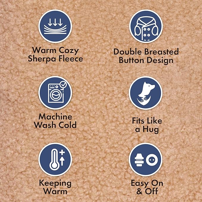 Spark Paws Teddy Dog Sweater, Sherpa Vest with Warm Fleece Lining, Winter Coat Suitable for Small Medium Large XL XXL Breeds - Brown - L