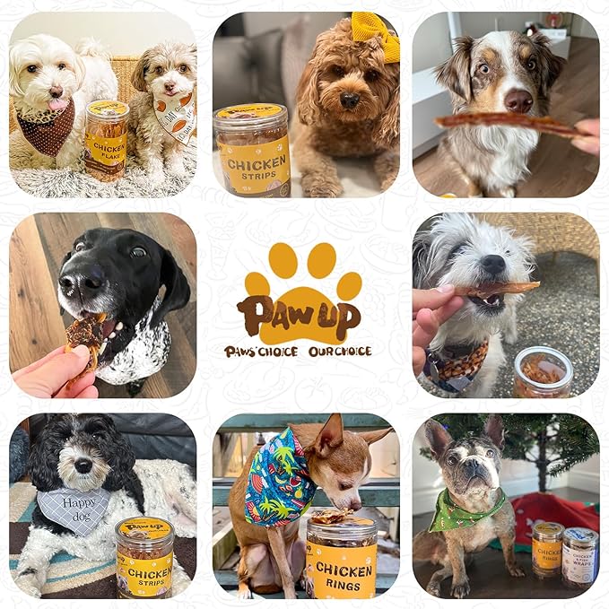 PAWUP Chicken Jerky Strips Dog Treats, Training Treats for Dogs w/Taurine, Low Fat, Natural Chicken Jerky Cuts, 12.5 oz