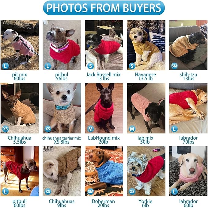 Mihachi Turtleneck Dog Sweater - Winter Coat Apparel Classic Cable Knit Clothes with Leash Hole for Cold Weather, Ideal Gift for Pet in New Year Red Medium/Large