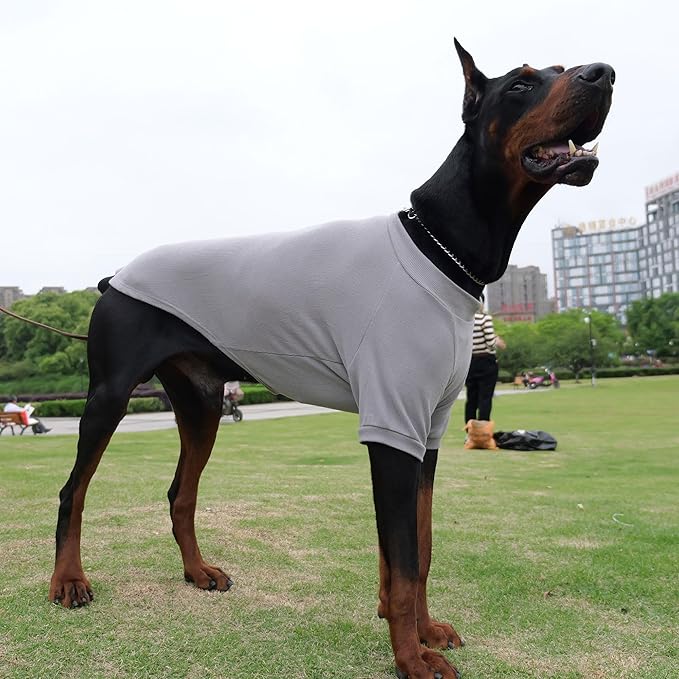 Lovelonglong Ribbed Dog T-Shirt Cotton Knitted Dog Sweaters for All Season Pet T-Shirts for Large Medium Small Dogs Dark Gray 2XL