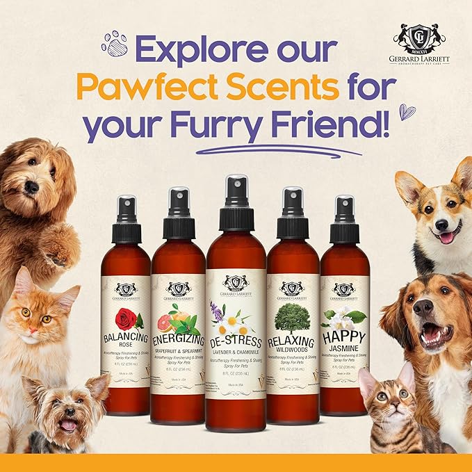 Dog Perfume Spray Long Lasting Happy Jasmine 8 Fl Oz - Dog Calming Spray Scent Mist for Shining Fur, Puppy Cologne, Doggie Deodorant Fragrance Mist Pet Perfume for All Breeds by Gerrard Larriett