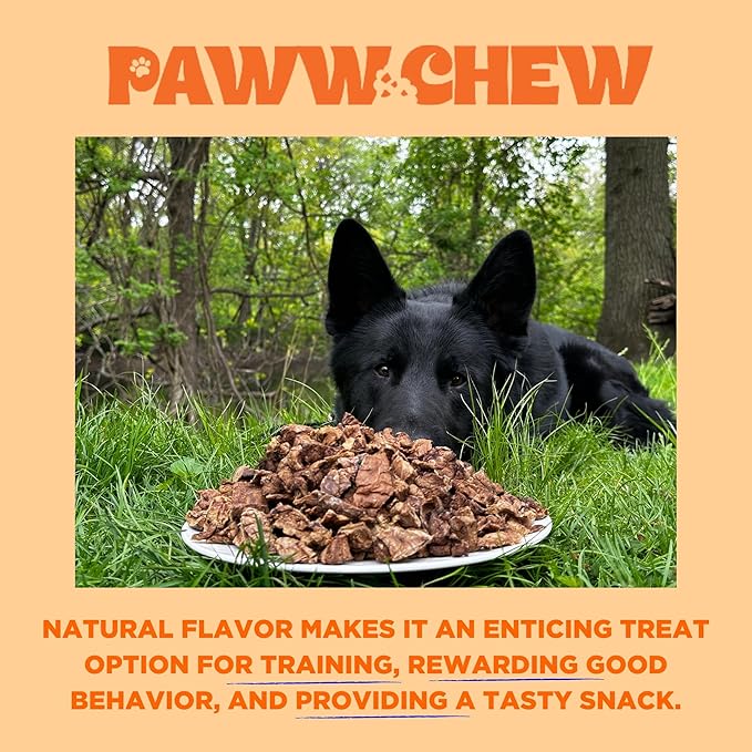 PAWW CHEW Beef Lung Dog Treats, 100% Natural, Single Ingredient, (1 Pound) Made in The USA, Dried & Dehydrated, High Protein, High Value Dog Training Treats, Grain Free, Low-Odor Free for All Breeds