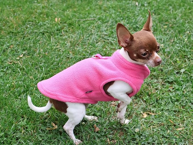 JACKO & CO - Fleece Vest Dog Sweater with Leash Ring - Soft, Warm & Lightweight Pullover Coat for Small & Medium Dogs, Puppies & Cats - Cozy Fall/Winter/Spring Pet Jacket (Pink, Large 10-16lbs)