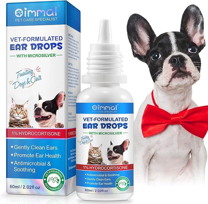 Dog Ear Infection Treatment, Cat & Dog Ear Cleaner for Itchy Relief, Antiseptic,Waxing,Cleansing, Ear Mite Treatment for Dog Cats, Yeast Ears Infection Treatment for Dogs, 2.02fl.oz