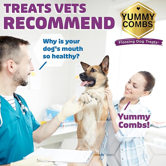 Yummy Combs Dog Dental Treats – Fish & Egg Protein – Vet VOHC Approved, Removes Tartar – A Daily Teeth Cleaning Treat for Extra Small Dogs (30 Count)