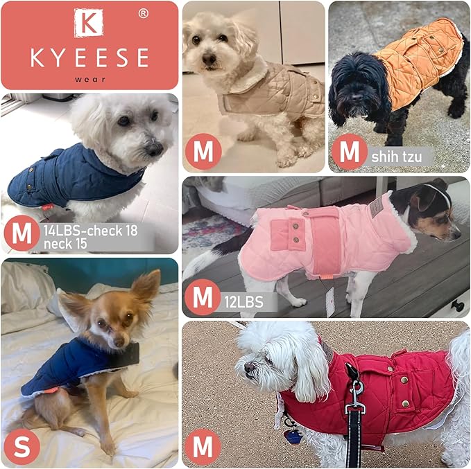 KYEESE Dog Coat Thick Cat Clothes with Pocket Warm Pet Winter Puffer Coat with Leash Hole Soft Pet Sweater for Cold Weather Windproof Dog Coats for Small Dogs Waterproof Dogs Jacket with Fleece Lined