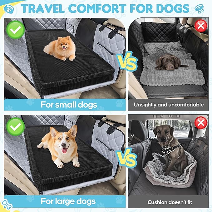Loiion Dog Car Bed, Non-Slip Backseat Extender Pet Mat, Removable Washable Dog Bed for SUVs, Sedans & Trucks, Anti-Slip Travel Bed for Dogs, Easy Clean & Scratch-Proof & Comfort (50"x24.6")