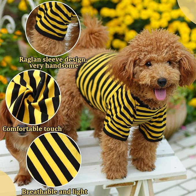 Geyoga 6 Pieces Dog Striped T-Shirt Cotton Breathable Pet Apparel Colorful Puppy Sweatshirt Clothes for Small to Medium Dogs Puppy(Dark Color,M)