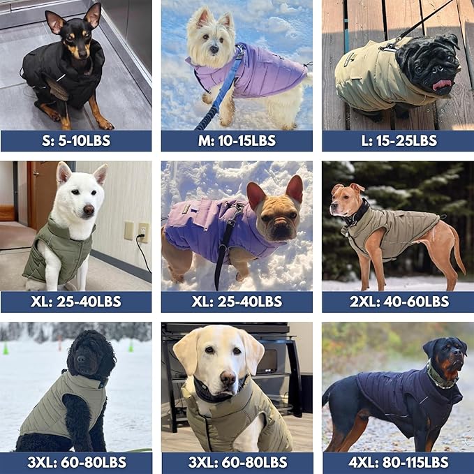 Spark Paws Dog Winter Jacket, Water-Resistant Coat, Warm Reflective Windproof Fleece-Interior, for Medium and Large Dogs - Tan - 2XL