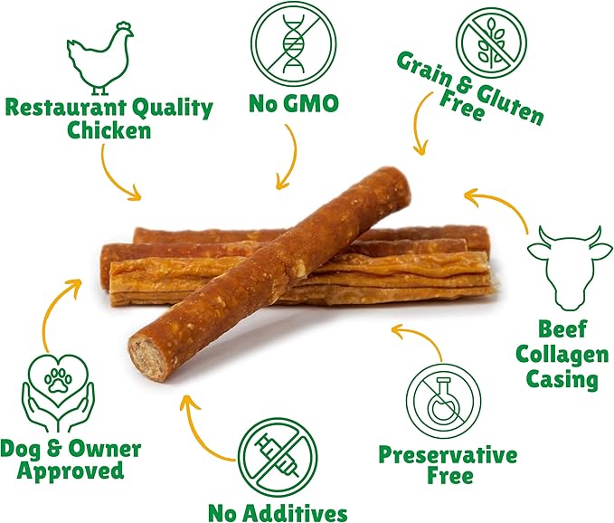 Lucky Premium Treats Lucky Shorty Slims – Chicken Jerky Dog Treats and Crunchy Dog Chew Sticks with Real Chicken for Small to Large Dogs (7 Count)