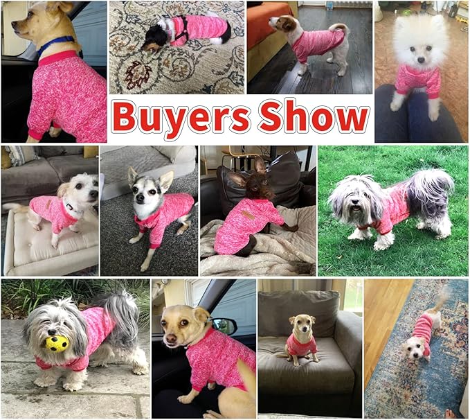 Idepet Pet Dog Classic Knitwear Sweater,Fleece Coat for Small,Medium Dog,Warm Pet Dog Cat Clothes,Soft Puppy Customes (L, Rosered)
