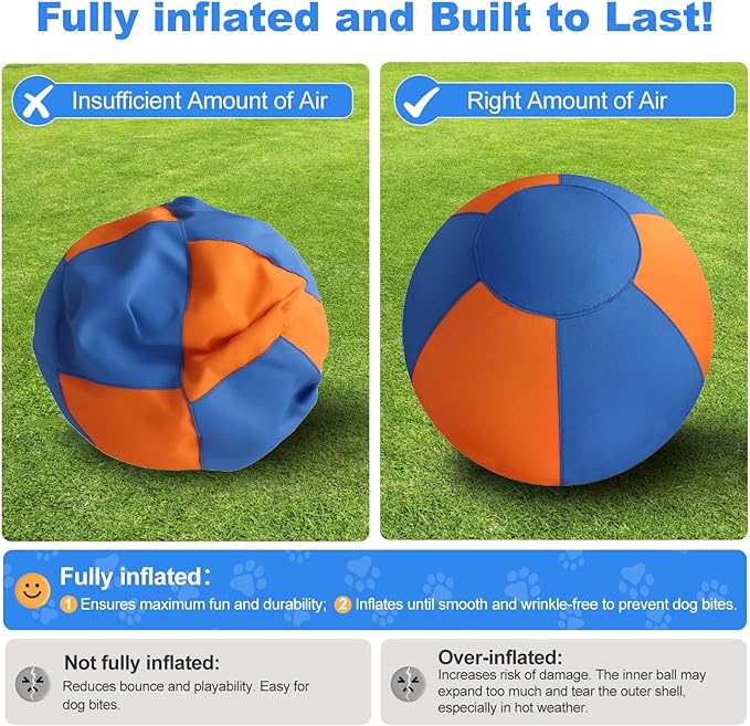 Herding Ball for Dogs 18" - Durable Waterproof Dog Toy, Dual-Layer Large Interactive Pet Play Ball for Australian Shepherds, Cattle Dogs, Collies, and All Herding Breeds (Orange+Blue)