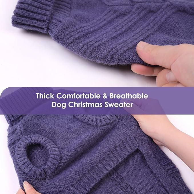 Dog Sweaters for Large Dogs Male Female Pet Knitwear Classic Puppy Warm Pullover Turtleneck Cold Weather Clothes for Pitbull(GrayishBlue, XL)