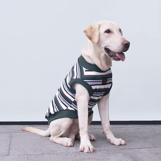 Extra Large Dog T Shirts Clothes Sleeveless Tank Top Vest for Labrador Rottweiler Great Dane, Green, 5X-Large