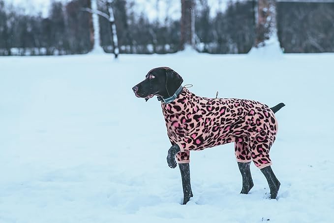 ROZKITCH Fleece Small Dog Pajamas, Pet Windproof Warm Cold Weather Jacket Vest with Luminous Zipper, Jumpsuit Apparel Outfit Clothes for Small Medium Large Dog L-Pink XS