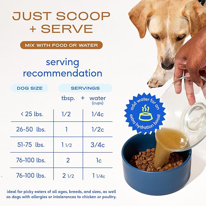 Native Pet Bone Broth for Dogs - Made with Real Beef Bone Broth, Dog Food Toppers for Picky Eaters - Provides Extra Hydration & Nutrition for Joint Strength, Immunity & Heart Health-48 Scoops