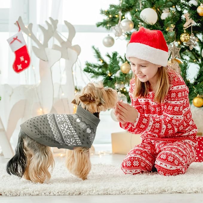 SCENEREAL Dog Sweaters for Small Medium Dogs - Soft, Warm Turtleneck Small Dog Sweater, Ugly Knit Dog Christmas Outfits for Dachshund, Chihuahua, Pug, Yorkie,Winter Pet Clothes Male Female